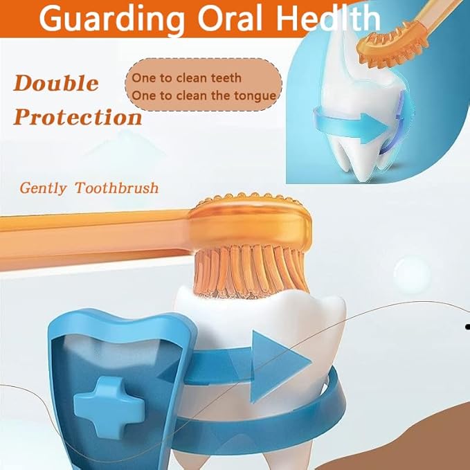 2Pcs Nano Silicone Dog Toothbrush Kit with Storage Box, Soft Dog Cat Tooth Brushing Kit Nanoflex Pet Toothbrush with Tongue Scraper | Easy to Handle | Deep Clean for Toothbrush for Dogs Cat