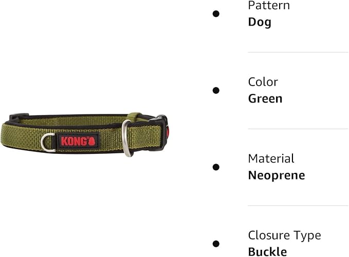 KONG Comfort Neoprene Padded Dog Collar offered by Barker Brands Inc. (XL, Green)