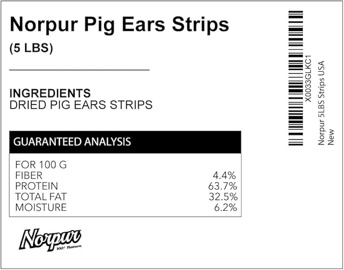 Natural Pig Ear Strips for Dogs, 5 lb. Box, Oven Baked Pork Training Treats for Small to Medium Breeds, Soft and Fully Digestible, Supports Joint, Dental, and Coat Health, Made in Canada