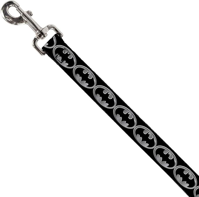 Buckle-Down Dog Leash Batman Shield Black Silver 4 Feet Long 1.0 Inch Wide, Multi Color (DL-WBM002)