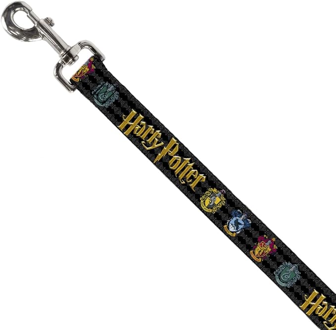 Dog Leash Harry Potter Hufflepuff Ravenclaw Gryffindor Slytherin Black 6 Feet Long 1.0 Inch Wide