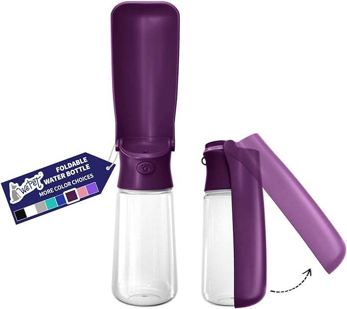 WePet Foldable Portable Dog Water Bottle Puppy Water Dispenser with Drinking Feeder, 19 OZ, High-temperature Resistant Leak Proof for Pets Outdoor Walking, Hiking, Travel, Food Grade Plastic BPA Free