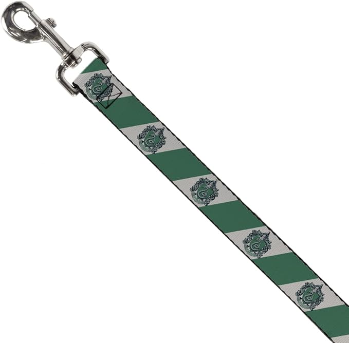 Dog Leash SLYTHERIN Crest Diagonal Stripe Gray/Green 4 Feet Long 0.5 Inch Wide