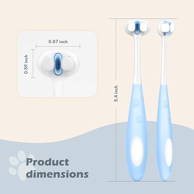 Ultra Soft Nano Bristles Dog Toothbrush,Pet Dental Care Kit,3 Sided Design for Easy Teeth Cleaning,Suitable for All Dogs,for Your Pet's Sensitive Teeth and Gums