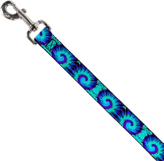 Dog Leash Tie Dye Swirl Purples Blues 6 Feet Long 1.5 Inch Wide