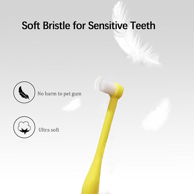 JGocot Dog Toothbrush, Cat Toothbrush|Mini Head|Micro Nano Bristle|Ultra Soft Pet Toothbrush for Sensitive Gum, Dog Dental Care Kit for Cats&Small Breed Dogs-Yellow