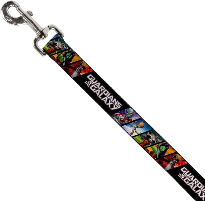 Buckle-Down Dog Leash Guardians of The Galaxy 5 Character Pose Blocks 4 Feet Long 1.5 Inch Wide, Multicolor (DL-WMC127-W)