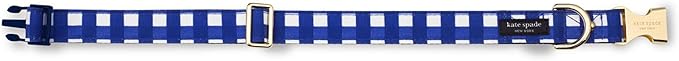 Kate Spade New York Cute Dog Collar, Gold Metal Buckle Dog Collar, 15.5" to 24" Adjustable Dog Collar for Female or Male Dogs, Stylish Dog Collar for Medium and Large Breeds (Navy Gingham)