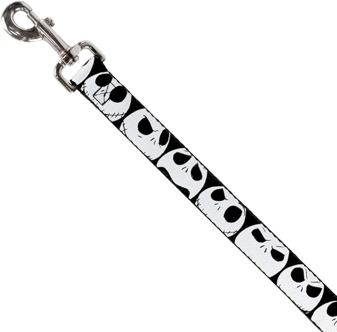 Buckle-Down Dog Leash Nightmare Before Christmas 7 Jack Expressions Black White Available In Different Lengths And Widths For Small Medium Large Dogs and Cats, 4 Feet Long - 1/2" Wide
