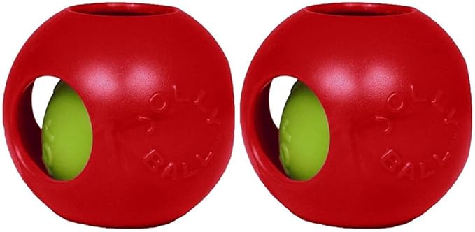 Jolly Pets Teaser Ball Dog Toy, Large/8 Inches, Red (Pack of 2)
