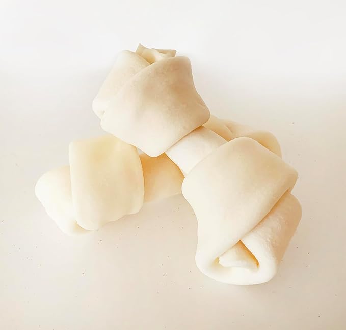 Dog Natural Rawhide Bones, Dog Chew Treats, Long Lasting Dog Chews, Knotted Bones 4”-5” (50873)