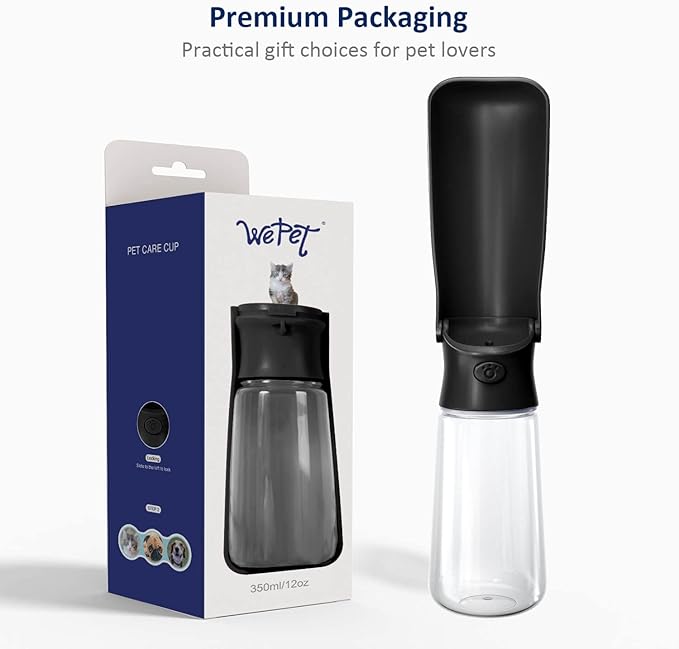 WePet Foldable Portable Dog Water Bottle Puppy Water Dispenser with Drinking Feeder, 19 OZ, High-temperature Resistant Leak Proof for Pets Outdoor Walking, Hiking, Travel, Food Grade Plastic BPA Free