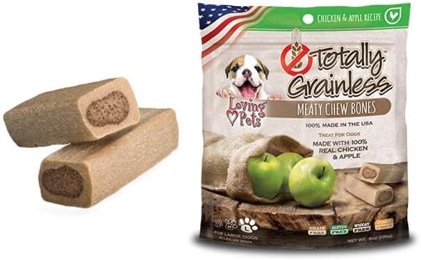 Loving Pets Totally Grainless Chicken And Apple Recipe Meaty Chew Bones For Large Dogs (1 Pack), 6 Oz