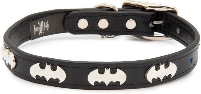 Buckle-Down Dog Collar, DC Comics, Batman with Bat Signal Charms, Extra Extra Large 24 to 31 Inch Length 1.35 Inches Wide