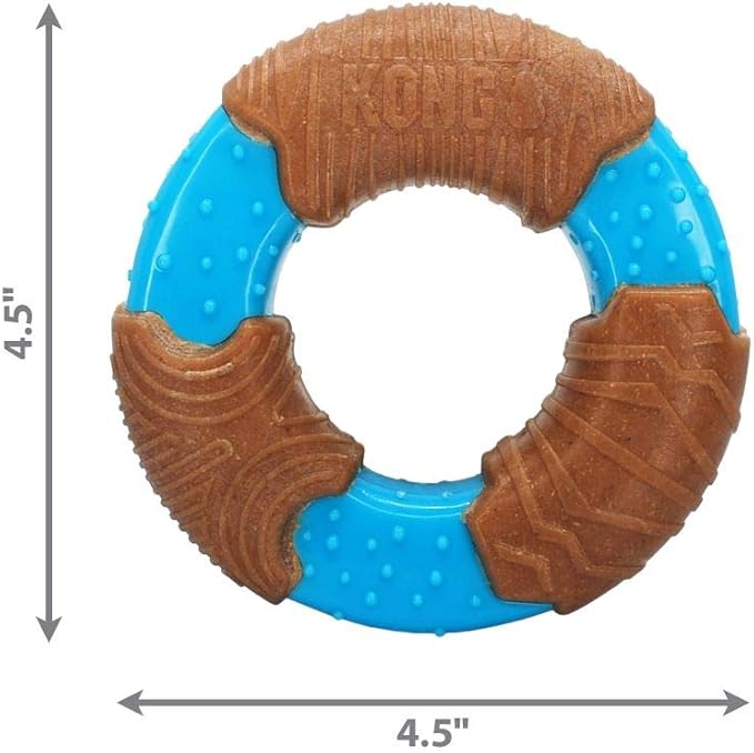 KONG CoreStrength Bamboo Ring - Dog Dental Chew Toy - Bamboo Dog Toy for Enrichment Play & Dental Care - with Raised Nubs & Texture for Teeth and Gum Cleaning - for Medium/Large Dogs