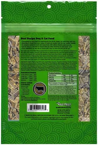Real Meat Air Dried Cat Food & Dog Food w/Real Beef - 5oz of USA-Crafted Grain-Free Dry Dog & Cat Food Sourced from Hormone-Free, Free-Range, Grass-Fed Beef - All Natural, High Protein Pet Food