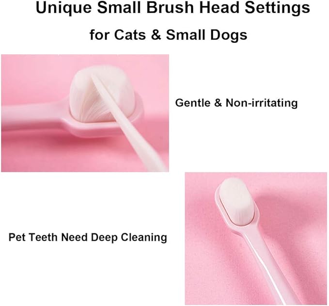 Cat Toothbrush, Soft Small Dog Dental Toothbrush Silicone, Easy Teeth Cleaning Head, Pet Deep Clean Dense Brush, Safe and Effective Oral Care, Brush Away Bad Breath, Easy to Handle, Blue