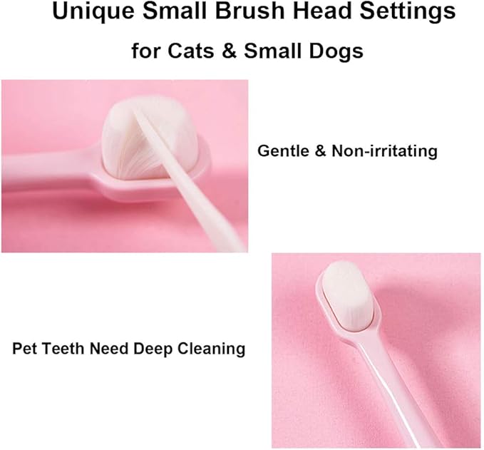 Small Dog Toothbrush, Extra Soft Cat Toothbrush Dental, Easy Teeth Cleaning Head, Pet Deep Clean Dense Brush, Safe and Effective Oral Care, Brush Away Bad Breath, Easy to Handle, 3 Pack