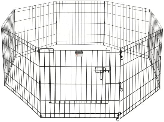 Puppy Playpen - Foldable Metal Exercise Enclosure with Eight 24-Inch Panels - Indoor/Outdoor Fence for Dogs, Cats, or Small Animals by PETMAKER