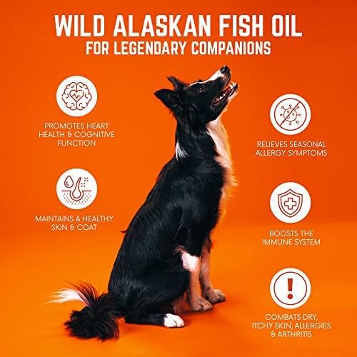 Wild Alaskan Fish Oil for Dogs, Skin and Coat Supplement for Dogs & Cats, Omega-3-Rich Salmon and Pollock Oil, EPA & DHA Dog Salmon Oil for Brain, Heart, and Joints 16 fl oz (473 ml)