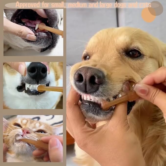 Dog Toothbrush, Pet Silicone Toothbrush Kit with Puppy Tooth Brushing & Tongue Cleaner & Storage Cup - 360° Dental Care for Cats and Small to Medium Dogs Ferret Dutch Pigs