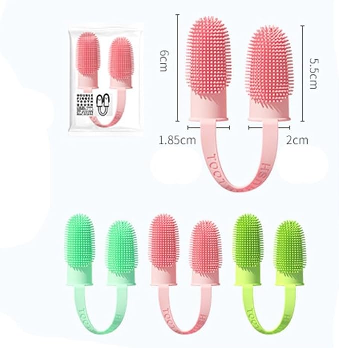 Andy's Orchids 3pcs Dog Toothbrush for Easy Teeth Cleaning, Finger Toothbrush Kit, Double-Finger 135ºSurround Bristles, Teeth Care Dental Care for Puppies Cats and Small Pets