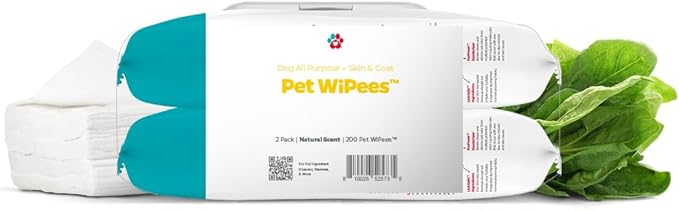 Pet Parents® Pet WiPees™ Dog All Purpose + Skin & Coat Pet Wipes, Pet Wipes for Dogs, Dog Wipes & Puppy Wipes, Paw Wipes for Dogs (100 Count (Pack of 2), Natural)