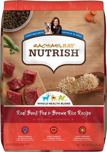 Rachael Ray Nutrish Premium Natural Dry Dog Food with Added Vitamins, Minerals & Taurine, Real Beef, Pea & Brown Rice Recipe, 14 Pounds (Packaging May Vary)