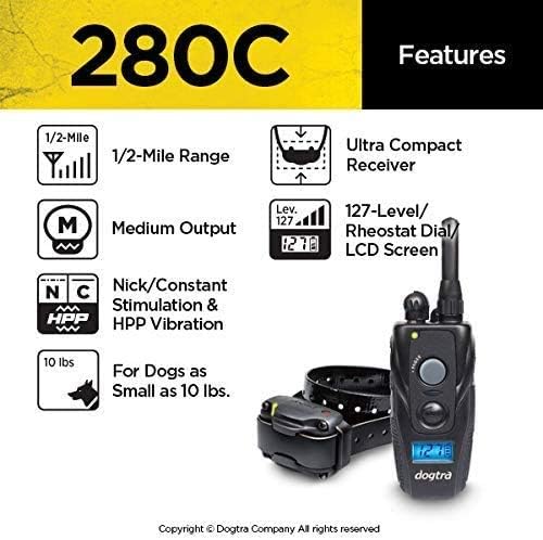 Dogtra Extreme Consumer Products Remote Shock Collar - 280C Collar - Includes Soft Silicone Pet Grooming Glove