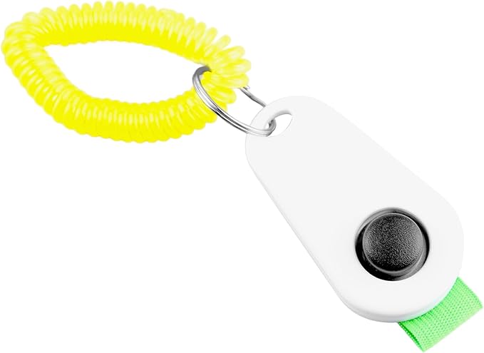Dog Training Clicker, Lightweight Pet Training Clicker with Finger Ring and Wrist Strap, Clicker for Pets Cats Puppy Birds Horses, Perfect for Behavioral Training (White)