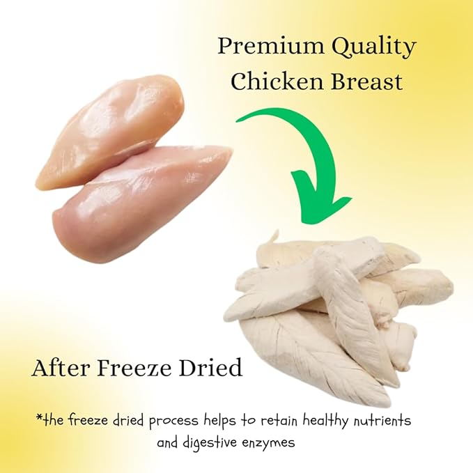 Freeze-Dried Raw Chicken Breast for Cats & Dogs(5 OZ), Delicious and Healthy Freeze-Dried Chicken Breast- Made in The USA - Perfect for Dog and Cat Training Treats, Snacks