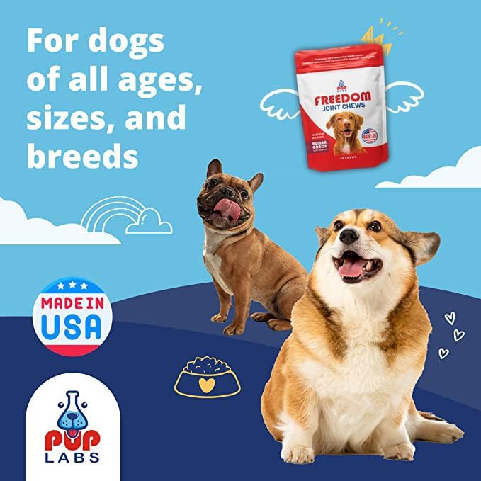 Freedom Joint Chews - Delicious Dog Hip and Joint Supplement - Vitamins Packed with Super Nutrients - Keep Your Pup Happy and Active - Made for All Dogs and Breeds - Made in the USA, 30 chews