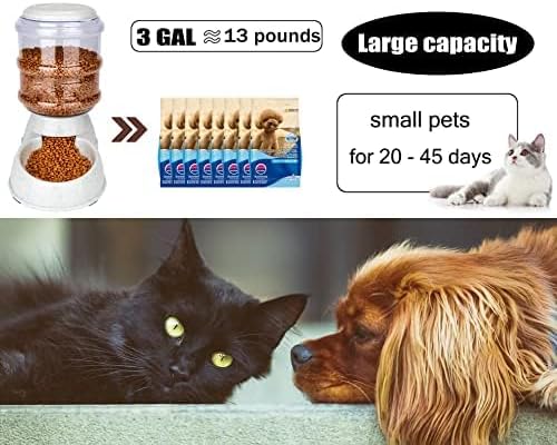 Automatic Dog Feeders for Large Dogs,3 Gallon Gravity Dog Cat Feeder Station,Automatic Dog Food Dispense,Easy to Clean,Gray (3 Gallon Dog Feeder)