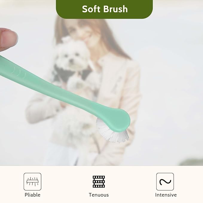 2 Pack Dog Toothbrush Pet Toothbrush Cat Tooth Brush Puppy Toothbrush Mini Head Soft Dog Tooth Brush Deep Clean Kit, Portable Travel Friendly and Easy to Use for Puppy, Kitten, Small Dog & Cat