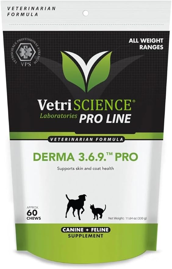 VETRISCIENCE Pro Derma 3.6.9 Pro Skin Supplement for Dogs, 60 Chews