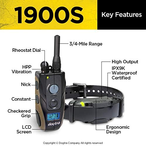Dogtra 1900S E Collar - 3/4 Mile Remote Trainer with LCD Screen - Fully Waterproof Collar - includes eOutletDeals Collapsible Pet Travel Bowl