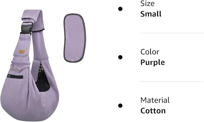 Cuby Dog and Cat Sling Carrier - Hands Free Reversible Pet Papoose Bag - Soft Pouch and Tote Design - Suitable for Puppy, Small Dogs Cats Outdoor (Purple, Adjust strap 2.0)