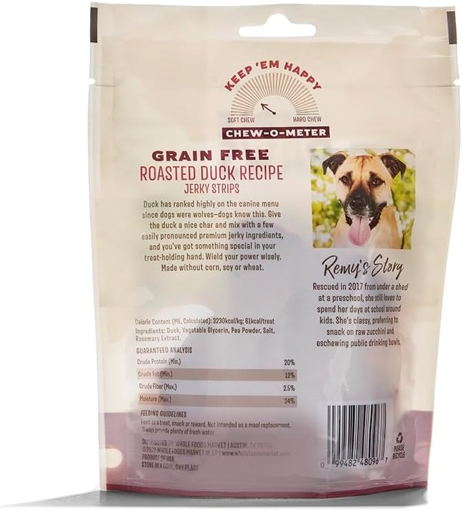 Whole Paws, Grain Free Roasted Duck Recipe Jerky Strips, 5 oz