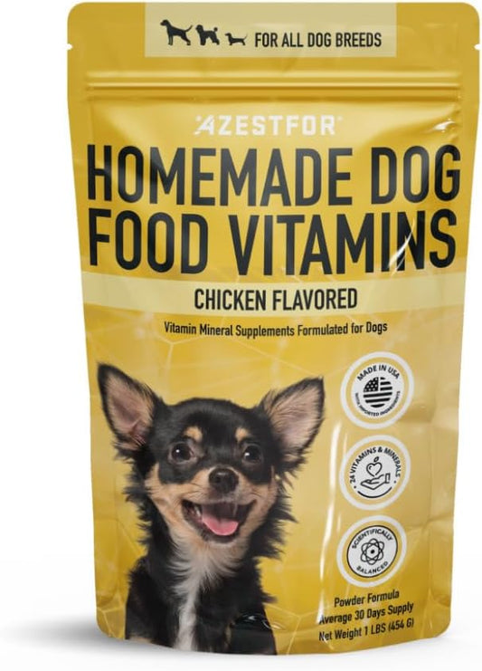 Homemade Dog Food Supplement Dog Vitamins Made in USA Add to Holistic Whole Food Diets Raw BARF All Breeds Puppy Adult 16oz Powder