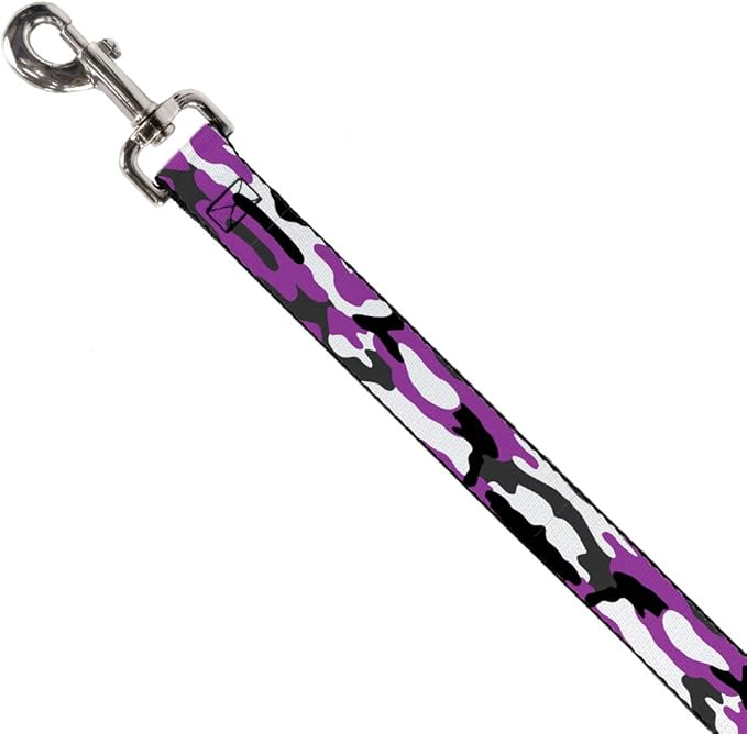 Dog Leash Camo Purple Black Gray White 6 Feet Long 1.5 Inch Wide