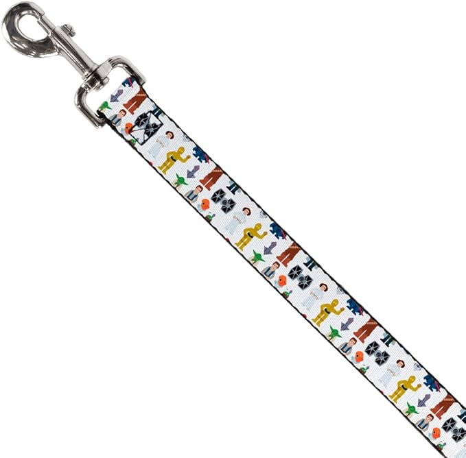 Star Wars Pet Leash, Dog Leash, Star Wars Classic Characters and Icons Collage White, 6 Feet Long 1.0 Inch Wide