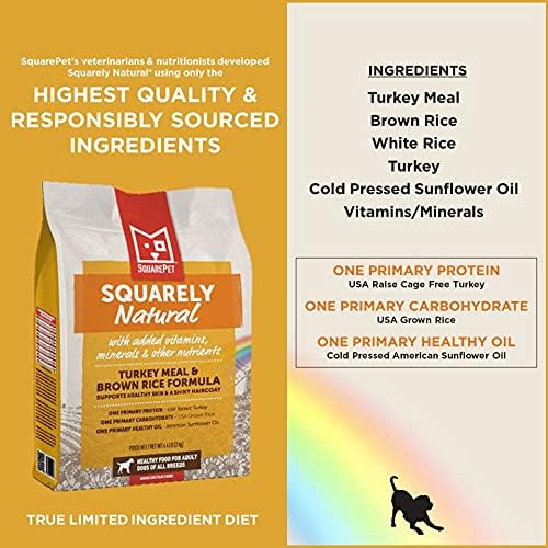 Squarely Natural Turkey Meal & Brown Rice Dry Dog Food 4.4lbs