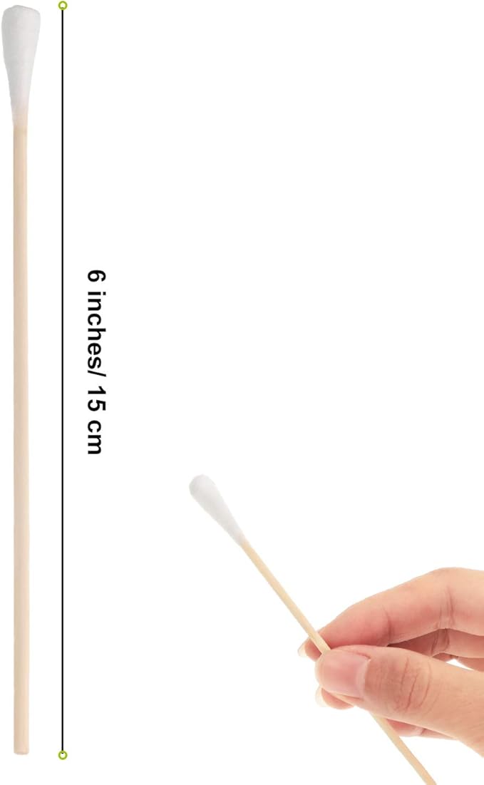 200 Pieces 6 Inches Buds for Dog Long Ear Swab with Wooden Handle for Pet