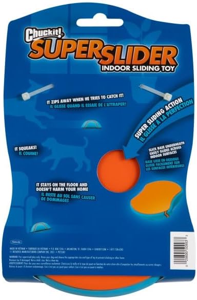 Chuckit! Indoor Super Slider Dog Self Fetch Squeaker Toy -Glides Harmlessly On Most Indoor Surfaces