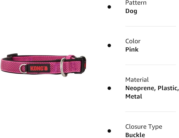 KONG Comfort Neoprene Padded Dog Collar offered by Barker Brands Inc. (XL, Pink)