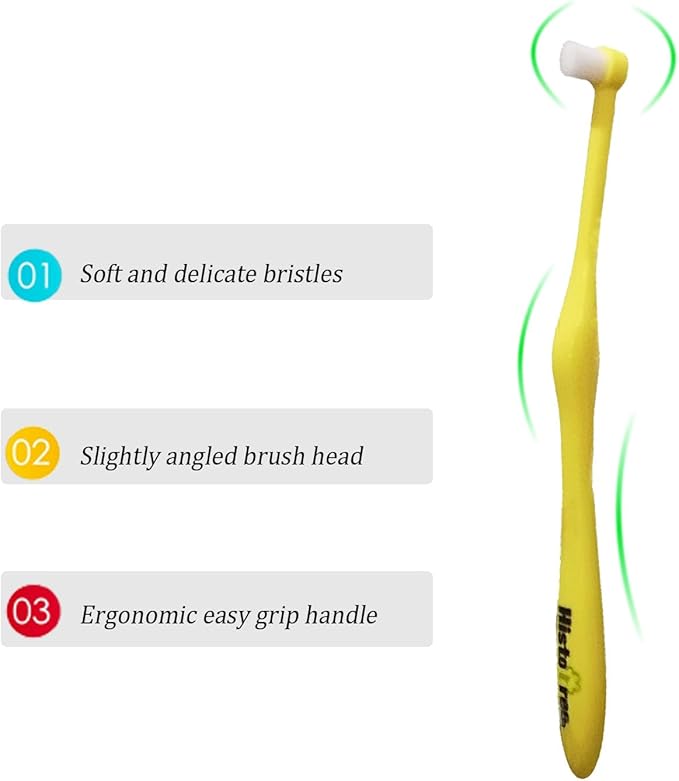 JGocot Dog Toothbrush, Cat Toothbrush|Mini Head|Micro Nano Bristle|Ultra Soft Pet Toothbrush for Sensitive Gum, Dog Dental Care Kit for Cats&Small Breed Dogs-Yellow