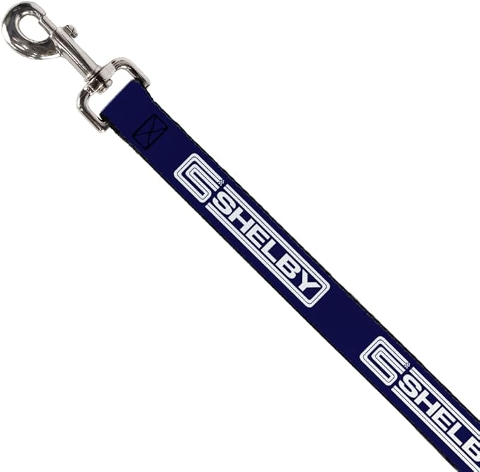 Dog Leash Carroll Shelby CS Shelby Racing Logo Block Navy White 6 Feet Long 1.5 Inch Wide