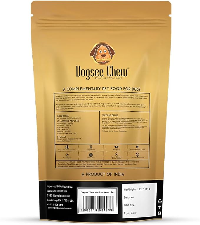 Dogsee Himalayan Yak Cheese Dental Chews for Dogs 1lb (Medium - 6 Chews) | 100% Natural | No Grain, No Gluten | Odorless Dog Treats