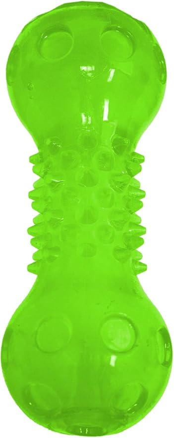Hyper Pet Dura-Squeaks Barbell Interactive Fetch Dog Toy with Squeaker Made with sturdy TPR that Floats in Water