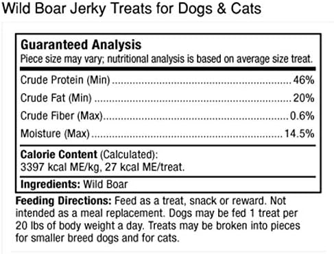 Dr. Mercola Wild Boar Jerky for Dogs and Cats, 4 oz. (113g), Made with Wild Boar, non GMO, Gluten Free, Soy Free
